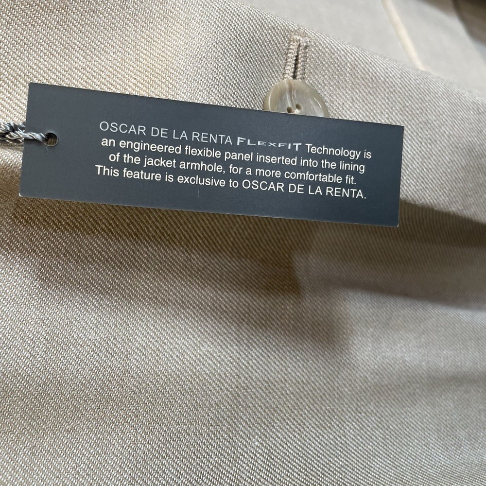 Vtg NWT Oscar De La Renta Mens 44L Blazer Beige Silk/Wool Bend Flex Fit 3-Button - Picture 10 of 16